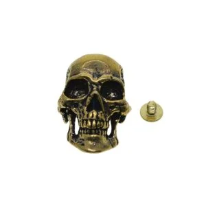 Brass Skull Head Pin Batch Button Screw Back EDC Belt Buckle For Cap Hat Saddle EDC Tools & Brass Collectibles