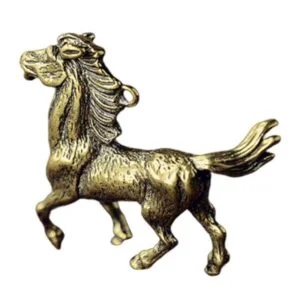 Pure Brass 3D Horse Figurine Animal Statue Tea Pet Ornament Miniature Keychain Craft EDC Tools & Brass Collectibles