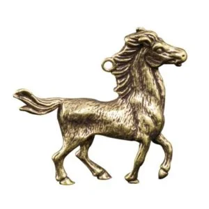 Pure Brass 3D Horse Figurine Animal Statue Tea Pet Ornament Miniature Keychain Craft EDC Tools & Brass Collectibles