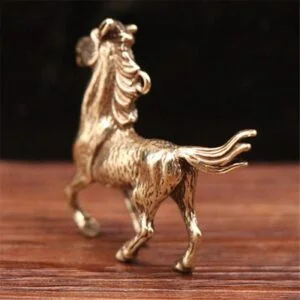 Pure Brass 3D Horse Figurine Animal Statue Tea Pet Ornament Miniature Keychain Craft EDC Tools & Brass Collectibles