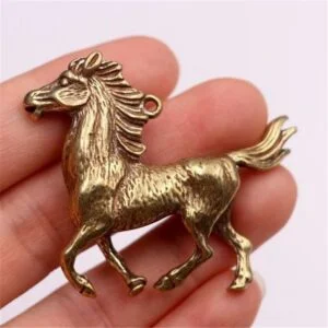 Pure Brass 3D Horse Figurine Animal Statue Tea Pet Ornament Miniature Keychain Craft EDC Tools & Brass Collectibles