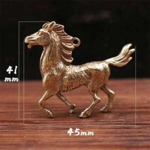 Pure Brass 3D Horse Figurine Animal Statue Tea Pet Ornament Miniature Keychain Craft EDC Tools & Brass Collectibles