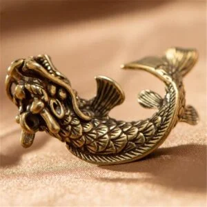 Pure Brass 3D Dragon Fish Figurine Animal Statue Tea Pet Ornament Miniature Toy EDC Tools & Brass Collectibles