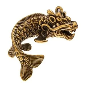 Pure Brass 3D Dragon Fish Figurine Animal Statue Tea Pet Ornament Miniature Toy EDC Tools & Brass Collectibles