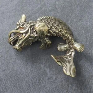 Pure Brass 3D Dragon Fish Figurine Animal Statue Tea Pet Ornament Miniature Toy EDC Tools & Brass Collectibles