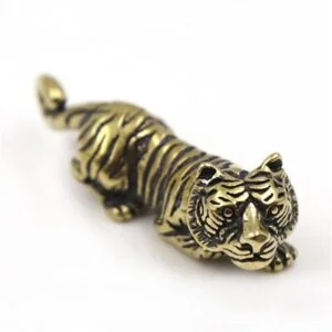 Solid Brass Tiger Statue Metal Animal Figurine Tea Pet Ornament Miniature Toy EDC Tools & Brass Collectibles