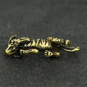 Solid Brass Tiger Statue Metal Animal Figurine Tea Pet Ornament Miniature Toy EDC Tools & Brass Collectibles