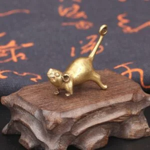 Brass Ornament Long Tail Mouse Rat Tea Pets Miniature Desk Decor Toy Mini Figure EDC Tools & Brass Collectibles