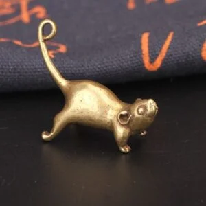 Brass Ornament Long Tail Mouse Rat Tea Pets Miniature Desk Decor Toy Mini Figure EDC Tools & Brass Collectibles