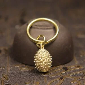 Pure Brass Fruit King Durian Key Chain Pendant Car Hanging Tea Pet Ornament Toy EDC Tools & Brass Collectibles