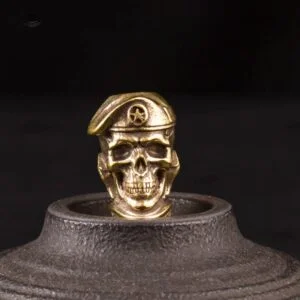 Brass Soldier Skull Miniature Lanyard Bead Paracord Bead Pendant Keychain EDC Tools & Brass Collectibles