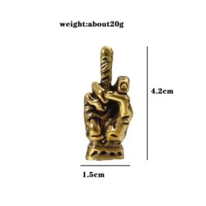 Pure Brass Hand Keychain Middle Finger Up Pendant Tea Pet Miniature Ornament Toy EDC Tools & Brass Collectibles