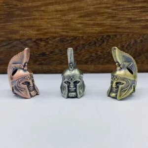 Brass Spartan Knight Helmet Skull Lanyard Bead Paracord Bead Tea Pet Miniature EDC Tools & Brass Collectibles