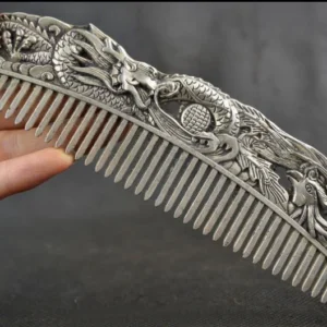 Handwork Tibet Silver Carving Dragon Hair Tool Comb Old Decoration Collectible EDC Tools & Brass Collectibles