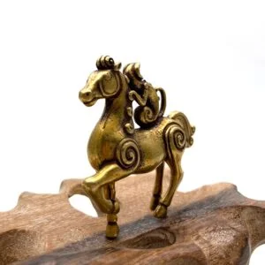 Monkey Horse Statue Feng Shui Ornament Brass Tea Pets Keychain Mini Figure Toy EDC Tools & Brass Collectibles