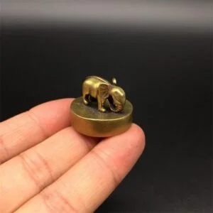 Solid Brass Elephant Statue Seal Pendant Tea Pet Ornament Miniature Collectible EDC Tools & Brass Collectibles