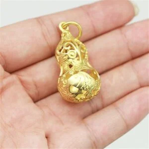 Pure Brass Handmade Hollow Gourd Tea Pet Ornament Key Chain Pendant Car Hanging EDC Tools & Brass Collectibles