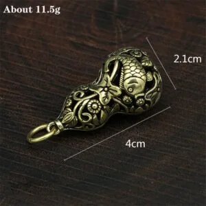 Pure Brass Handmade Hollow Gourd Tea Pet Ornament Key Chain Pendant Car Hanging EDC Tools & Brass Collectibles