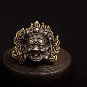 Retro Brass DIY Angry Buddha Face Skull Badge Button Pin Buckle Screw Rivet EDC Tools & Brass Collectibles