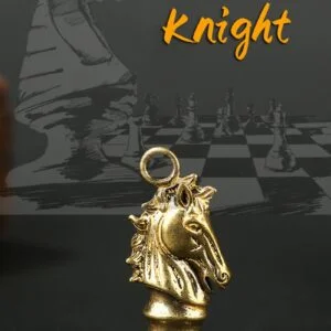 Pure Brass Chess Knight Car Keychain Hanging Horse Head Figure Tea Pet Miniature EDC Tools & Brass Collectibles