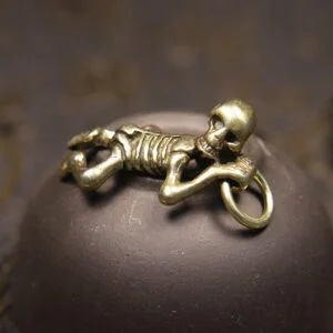 Pure Brass Skull Skeleton Statue Punk Keychain Car Hanging Tea Pet Ornament Toy EDC Tools & Brass Collectibles