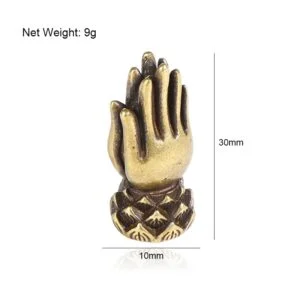 Pure Brass Buddhism Praying Buddha Hand Statue Lotus Tea Pet Ornament Miniature EDC Tools & Brass Collectibles