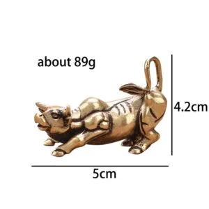 Pure Brass Animal Bull Figurine Cow Statue Mini Toy Miniature Tea Pet Ornament EDC Tools & Brass Collectibles