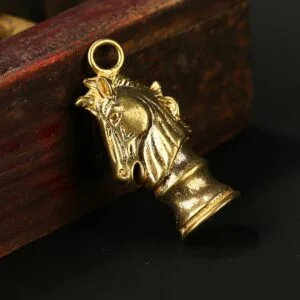 Pure Brass Chess Knight Car Keychain Hanging Horse Head Figure Tea Pet Miniature EDC Tools & Brass Collectibles