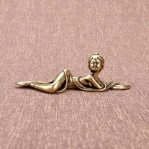 Pure Brass Ancient Mermaid Figurine Miniature Ornament Craft Tea Pet Mini Figure EDC Tools & Brass Collectibles