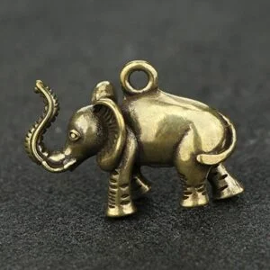 Solid Brass Elephant Statue Tea Pet Ornament Key Chain Pendant Car Hanging Toy EDC Tools & Brass Collectibles