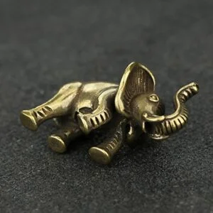 Solid Brass Elephant Statue Tea Pet Ornament Key Chain Pendant Car Hanging Toy EDC Tools & Brass Collectibles