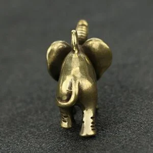 Solid Brass Elephant Statue Tea Pet Ornament Key Chain Pendant Car Hanging Toy EDC Tools & Brass Collectibles