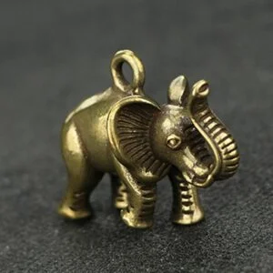 Solid Brass Elephant Statue Tea Pet Ornament Key Chain Pendant Car Hanging Toy EDC Tools & Brass Collectibles