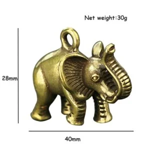 Solid Brass Elephant Statue Tea Pet Ornament Key Chain Pendant Car Hanging Toy EDC Tools & Brass Collectibles