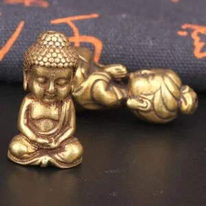 Pure Brass Guan Yin Buddha Statue Tea Pet Ornament Buddha Figurine Miniature EDC Tools & Brass Collectibles