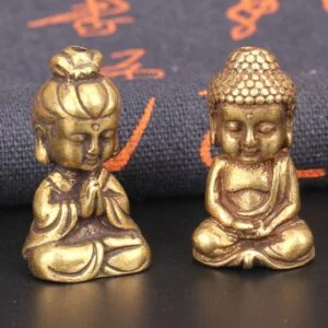 Pure Brass Guan Yin Buddha Statue Tea Pet Ornament Buddha Figurine Miniature EDC Tools & Brass Collectibles