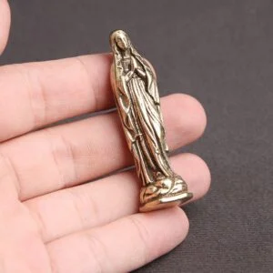 Pure Brass Blessed Virgin Mary Figurine Keychain Car Hanging Pendant Holy Mother EDC Tools & Brass Collectibles