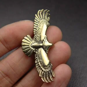 Pure Brass Flying Eagle Badge Wing Screw Rivet Button DIY Bag Wallet Belt Buckle EDC Tools & Brass Collectibles