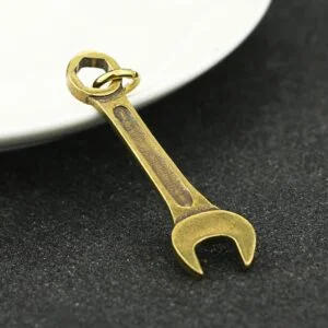 Solid Brass Wrench Key Chain Pendant Spanner Tool Miniature Tea Pet Ornament Toy EDC Tools & Brass Collectibles