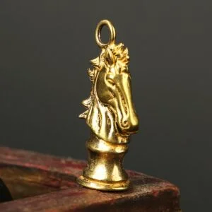 Pure Brass Chess Knight Car Keychain Hanging Horse Head Figure Tea Pet Miniature EDC Tools & Brass Collectibles