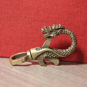 Pure Brass Dragon Keychain Key Fob Car Key Ring Tea Pet Ornament Miniature EDC Tools & Brass Collectibles