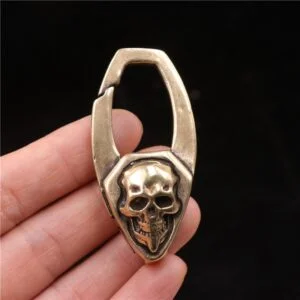 Vintage Punk Brass Skull Face Car Keychain Trinket Skeleton Key Chain Hanging EDC Tools & Brass Collectibles