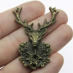 1pcs 51x38mm Reindeer Deer Head Antlers Batch Buckle Jewelry Bronze DIY EDC Tools & Brass Collectibles