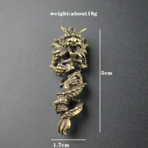 Pure Brass Archaize Dragon Keychain Pendant Hanging Tea Pet Miniature Ornament EDC Tools & Brass Collectibles