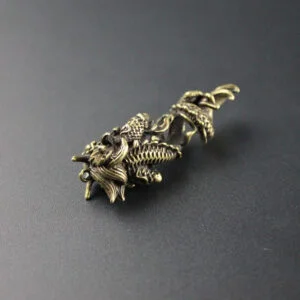 Pure Brass Archaize Dragon Keychain Pendant Hanging Tea Pet Miniature Ornament EDC Tools & Brass Collectibles