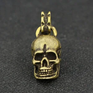 Pure Brass Handmade Skull Keychain Pendant Punk Miniature Tea Pet Ornament Gift EDC Tools & Brass Collectibles