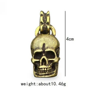 Pure Brass Handmade Skull Keychain Pendant Punk Miniature Tea Pet Ornament Gift EDC Tools & Brass Collectibles