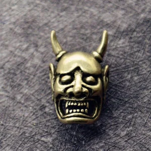 Brass Japanese Ghost Hannya Mask Rivet Connector Button Belt Buckle with Screw EDC Tools & Brass Collectibles