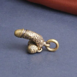 Brass Man Penis Pendant Keychains Male Genitalia Shaped Statue Hanging Jewelry EDC Tools & Brass Collectibles