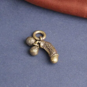 Brass Man Penis Pendant Keychains Male Genitalia Shaped Statue Hanging Jewelry EDC Tools & Brass Collectibles